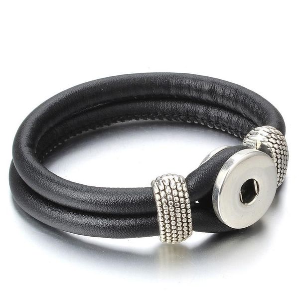 

new snap jewelry handmade leather snap bracelet bangles fit 18mm 20mm snap buttons bracelet for women diy jewel bbyzcg, Golden;silver