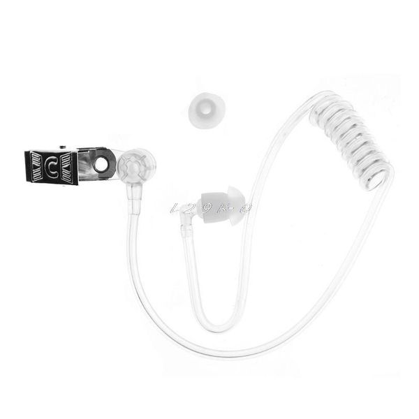 

replacement transparent coil acoustic air tube earplug with metal clip for two-way radio walkie talkie earpiece jllxmh