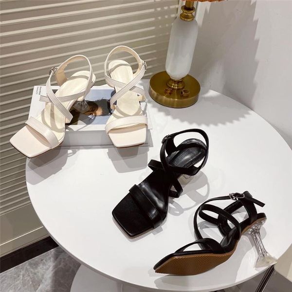 

sandals 2021 summer fashion women white black crystal high heels lady designer open toe clear party shoes