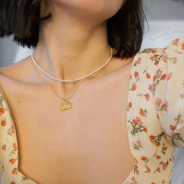 

carved necklace women's semicircle vintage clavicle chain simple coin necklace non-mainstream ornament, Silver