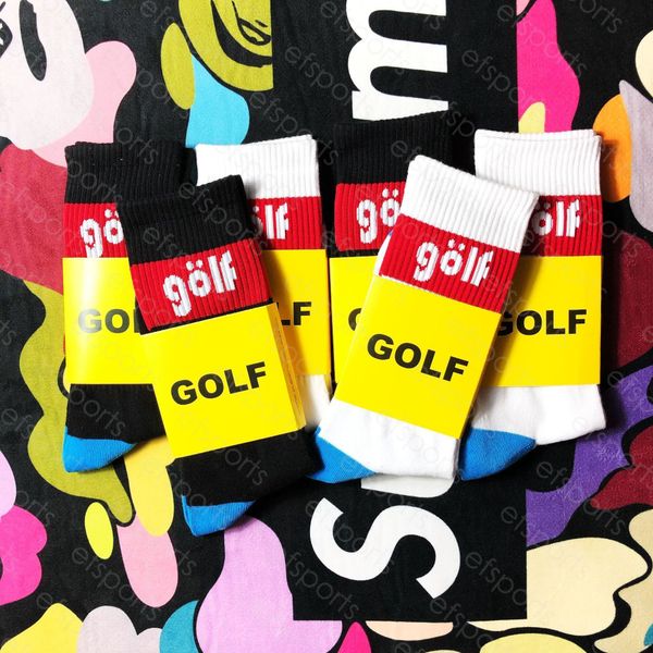 

fashion brand golf classic black and white letter socks street sports mens and womens cotton skateboard medium socks