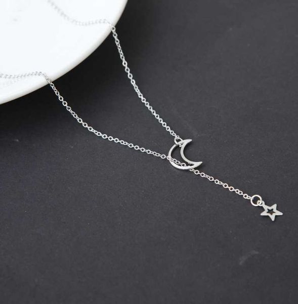

chains 12pcs fashion simple moon star necklace clavicle women jewelry, Silver