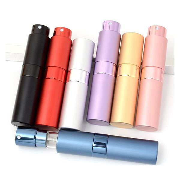 

10pcs/lot 8ml refillable perfume bottle 8cc metal pump spray bottle travel aluminum perfume qyltej