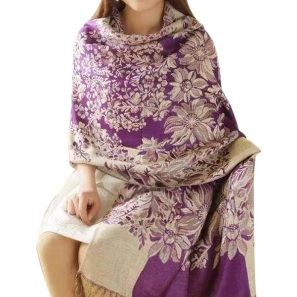 

scarves travel loose warm cashmere scarf women shawl stole winter wrap shopping gift long soft floral pattern tassels, Blue;gray