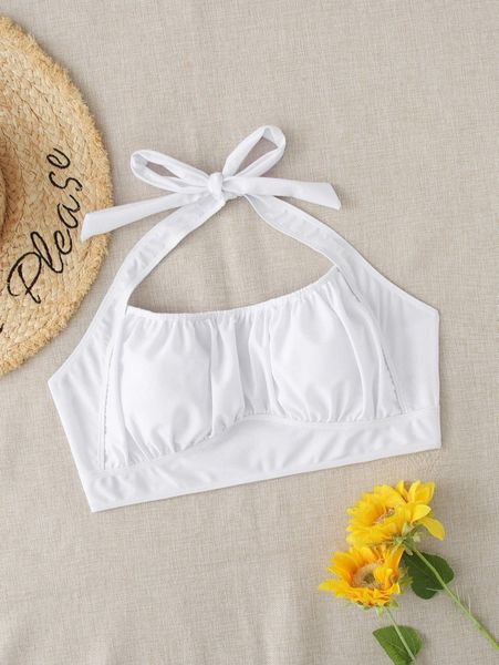 

plus ruched halter bikini w1ya#, Black