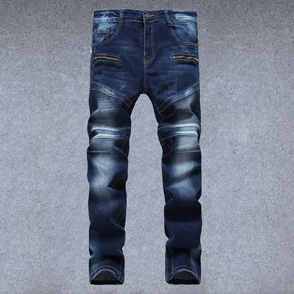 

autumn and winter new jeans small straight fit men's pants blue