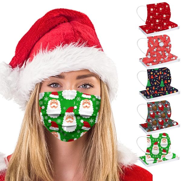 

print disposable 10pcs new face christmas masks mask protective mouth cover breathable facemask mascarillas adultos