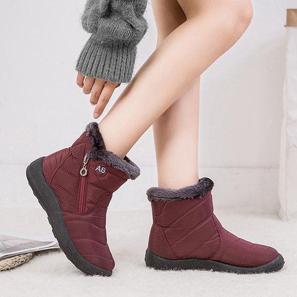 

2020 winter boots women winter shoes mid-calf snow boots female shoes mother gift woman footwear wedges warm fur, Black