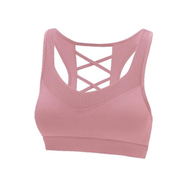 

workout high elasticity cross back sweat wicking solid yoga vest breathable absorption running gather women sports bra, White;black
