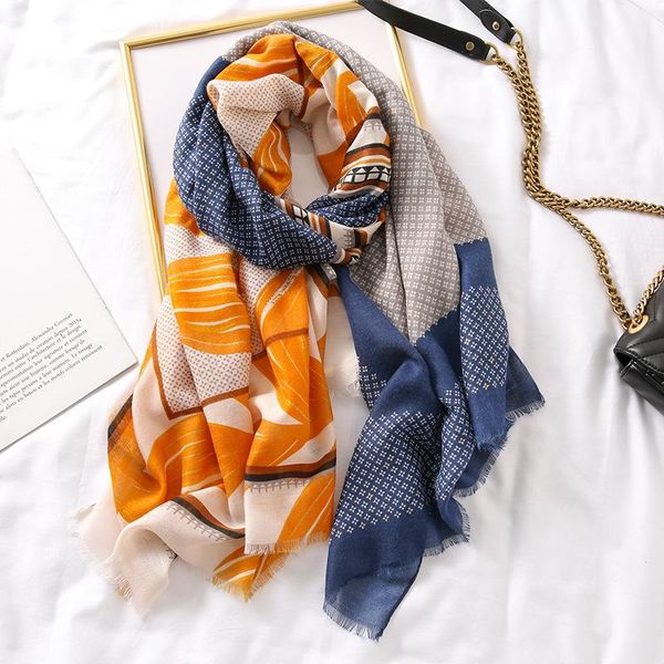 

2020 ladies new fashion cotton viscose shawl scarf autumn winter muffler headband foulard sjaal wrap hijab scarves 180*90cm, Blue;gray