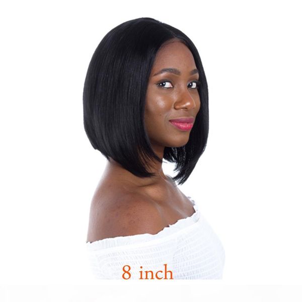 

9a pre plucked human hair wigs with baby hair silky straight brazilian virgin lace front bob wigs for black women lace frontal wig, Black;brown