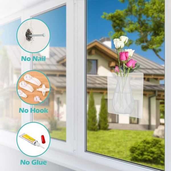 

artificial plants flowers magic vase for decoration reusable sile self-sticking pot on any smooth surfaces fridge do sqcjld