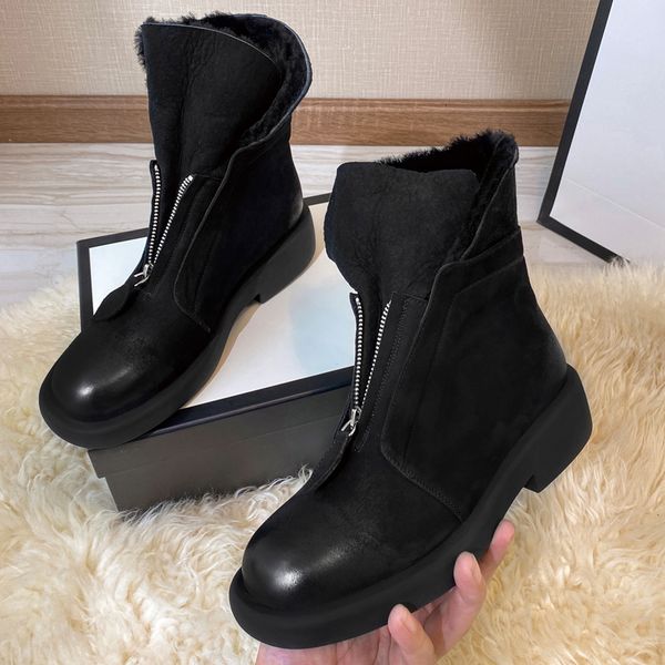 

russian winter 2021 + lamb braided hair wool boots of women platform heels 23sm, Black