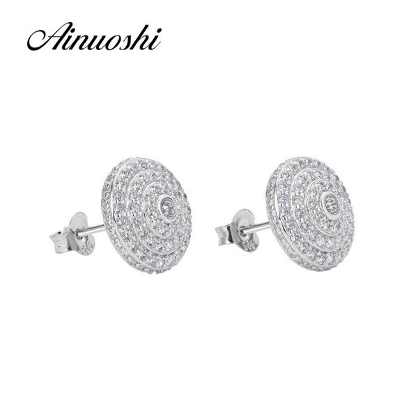 

ainuoshi 925 sterling silver earring women wedding halo silver stud earring lover jewelry gift pendientes plata de ley 925 mujer y200107, Golden;silver