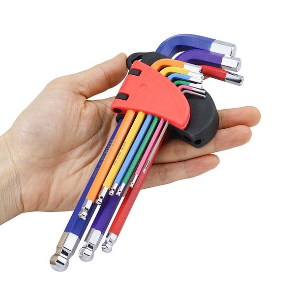 

chrome key tools 15mm wrench screwdriver 9pcs hexagon t10 imbus allen tool ball kit 10mm matte end spanner set bbywlv sweet07