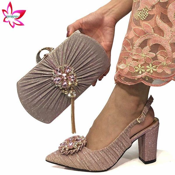 

african lady shoes and bag set aitalian design latest new coming matching shoes and bag set african for party in pink, Black
