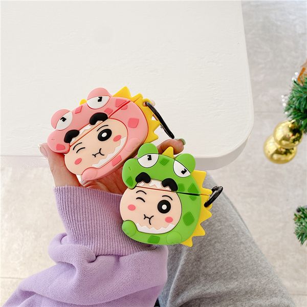 

cute funny crocodile dinosaur shin-chan headphone case for air pods pro 3 soft silicone wireless bluetooth earphone case for airpods 2 1 pro