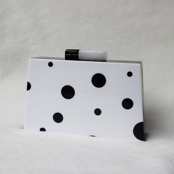 

women lady acrylic black white box clutch handbag evening bag party prom purse