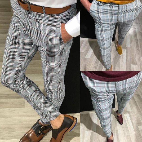 

fashion men casual plaid print drawstring elastic waist long pants trousers m-3xl pantalones hombre streetwear joggers cargo man1, Black