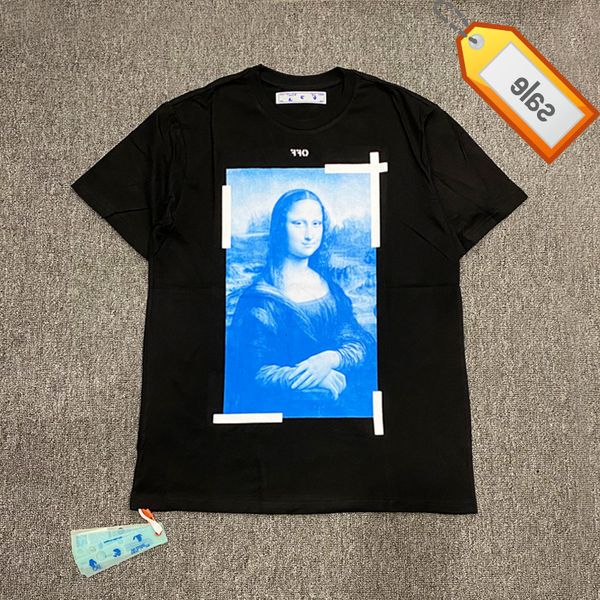 

summer men's casual short sleeve fashion brand off mona lisa short sleeve 21ss, White;black