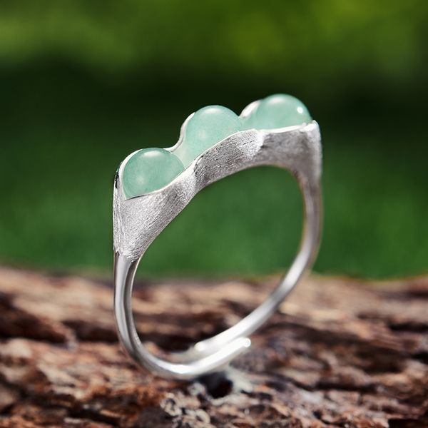 

лотос fun real 925 silver 18k gold ring christmas fine jewelry природные камни творческий горох бобы дизайн кольца для женщин 201110