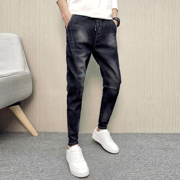 

men's jeans spring feet trousers social spirit guy pants male students korean trend slim, Blue