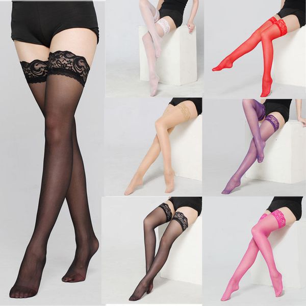 

plus size women thigh lace over the knee transparent woman high stockings erotic accessories, Black;white