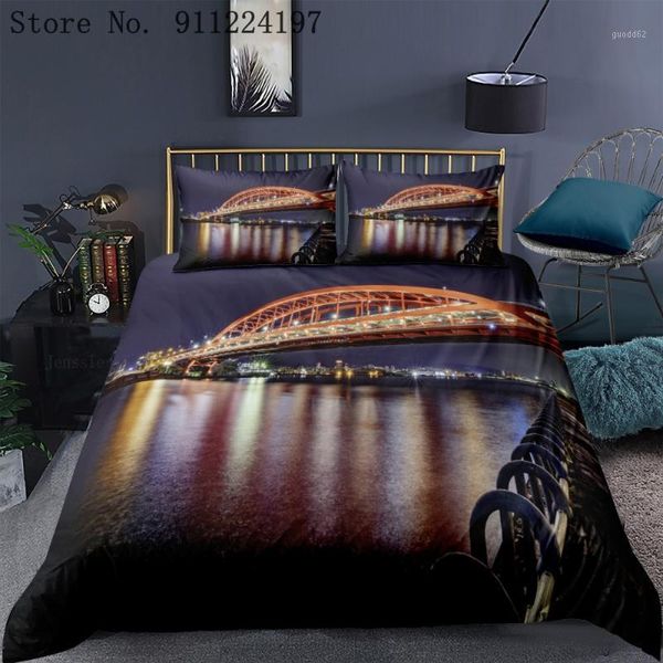 

3d footbridge printing bedding set scenery duvet cover  king size bed linen comforter set us/uk/au size for boys girls1