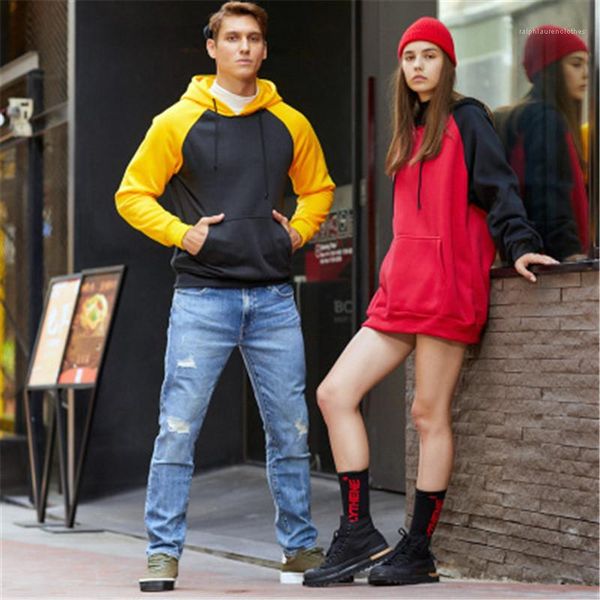 

hoodies women oversize colorblock hoodies fashion long sleeve loose multicolor sweatshirts clothes designer female long section pullover, Black