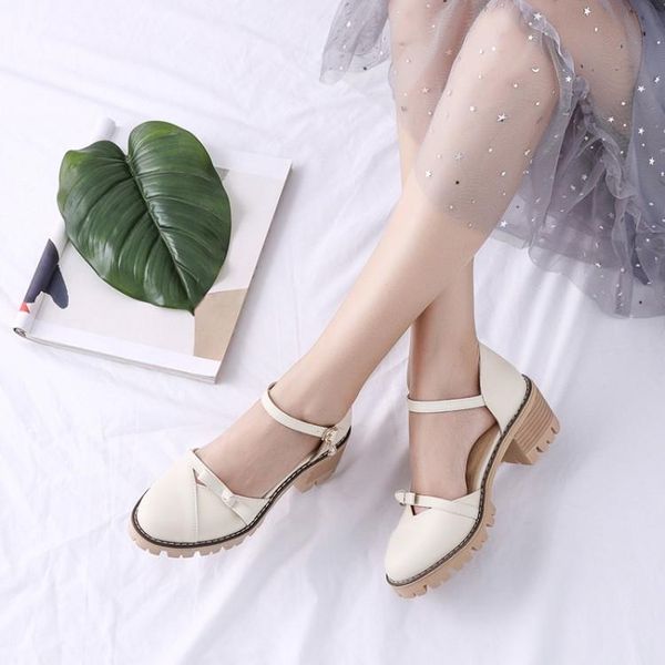 

dress shoes oversized ladies high heels women woman pumps round-headed buckle single shoe, Black
