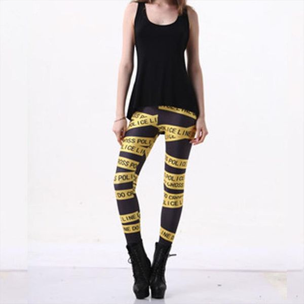 

сексуальных женщины леггинсы мода середина талия желтого письмо печать тонкая упругие фитнес леггинсы повседневные тренировки, Black