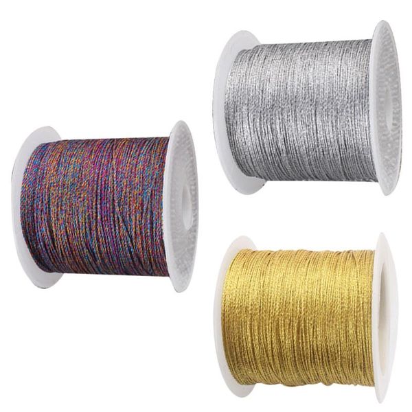 

3 rolls attractive braided rope diy tassel winding wire articles rope useful knitting for art decoration (silver, golden an, Black;white