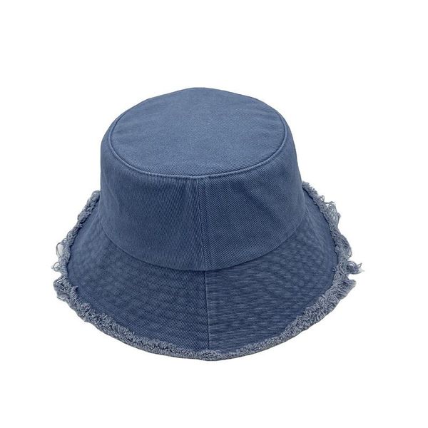 

wide brim hats solid bucket hat women 100% twill cotton washed distressed design casual fisherman outdoor travel 56-58cm, Blue;gray