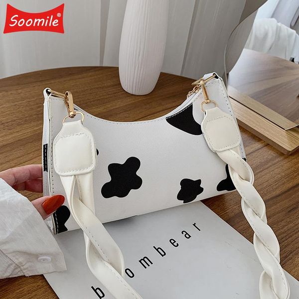 

soomile fashion cow pattern mini crossbody bags for women handbags 2020 brand casual messenger shoulder bag for female lipstick