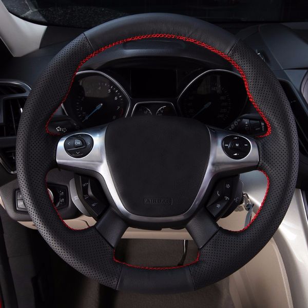 

diy genuine leather car steering wheel cover car accessories for ford c-max cmax 2011 2012 2013 2014 2015