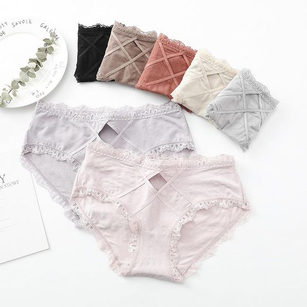 

3pcs lace panties comfortable briefs seamless transparent solid lingerie sexi hollow underwear for women underpants pink, Black;pink