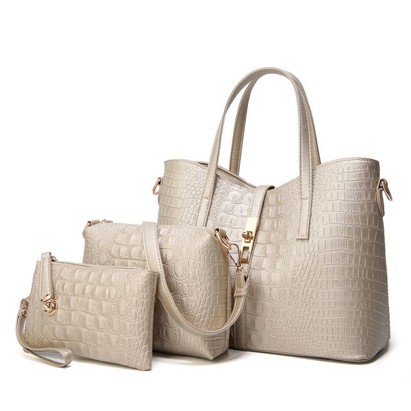 

hbp wholesale alligator 3 pcs set composite women handbags fashion tote wallet purse lady 2021 new style purses bags