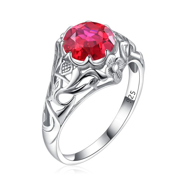 

redwood silver ruby rings for women anillos plata 925 para mujer womens 14k white gold wedding gems designer jewelry wholesale, Black