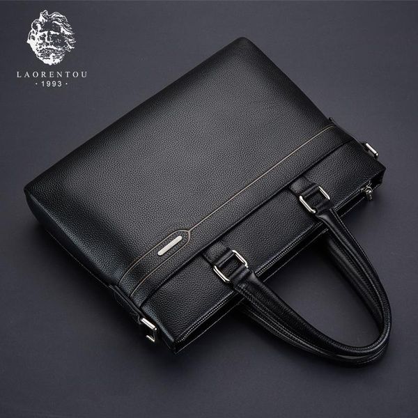 

laorentou men briefcase business laphandbag genuine leather shoulder messenger bag man cow leather notebook briefcases purse