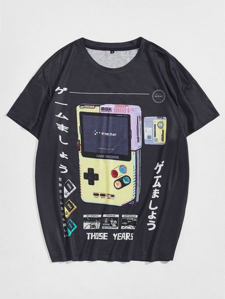 

men game console and letter graphic tee b2ga#, White;black