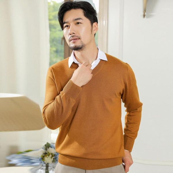 

fashion men's sweater autumn and winter v-neck solid color knit sweater pullover casual loose large size bottoming shirt tide1, White;black