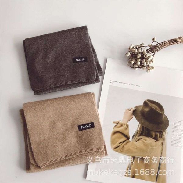 

color ins same letter label solid children's knitting autumn winter warm baby wool scarf neck cover w8a0w8a0yyly, Red;brown