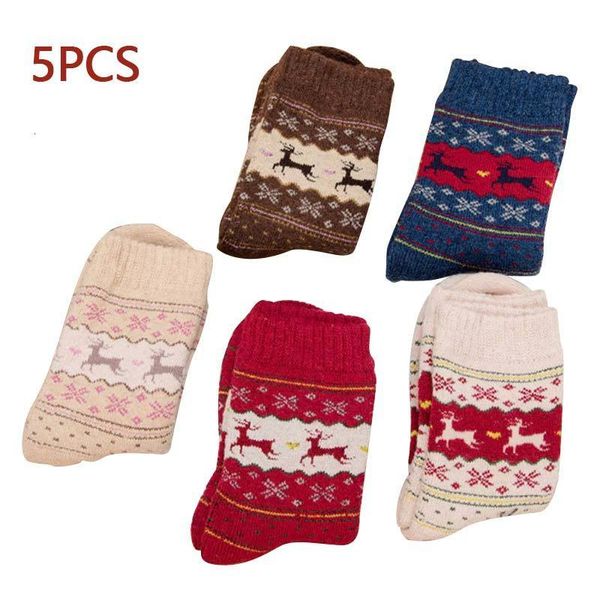 

christmas santa 1/5 deer pcs claus fashion gift knitted socks xmas funny wool warm women cott