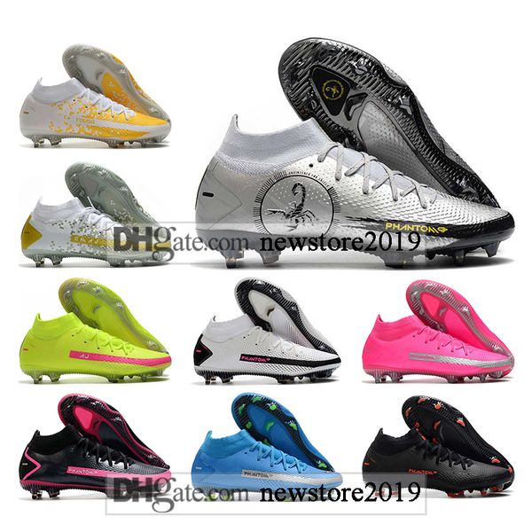 

gift bag kids mens high ankle football boots phantom gt elite dynamic fit fg soccer shoes phantom scorpion outdoor soccer cleats, Black