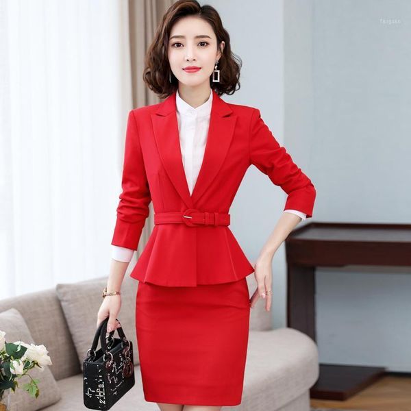 

autumn / winter 2021 new purple coat and skirt 2-piece suit ruffled women's white-collar office dress working suit1