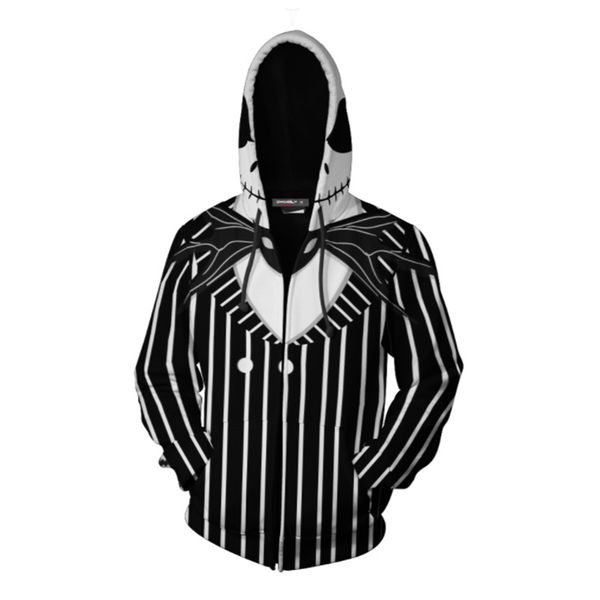 

the nightmare before christmas hoodies print jack and sally skellington jackets for man women sweatshirts spring uniform, Black