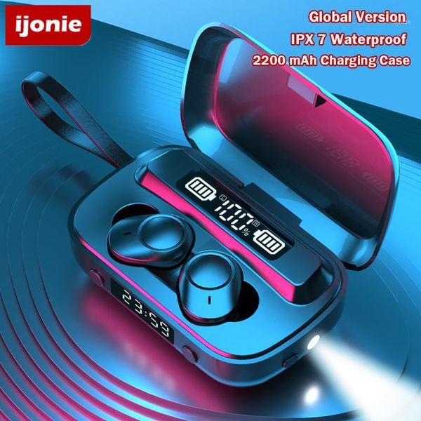 

tws earphones bluetooth 5.1 headphone wireless headphones with mic ipx7 waterproof gaming headsets touch control music earbuds1