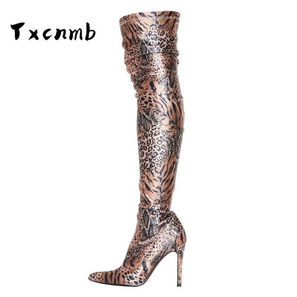 

txcnmb 2020 новый бренд из натуральной кожи над колена сапоги женщин сапоги толстые высокие каблуки дамы обувь вестерн женщин, Black