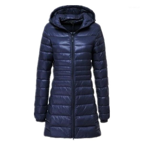 

new ladies long winter warm coat women ultra light 90% white duck down jacket women's hooded parka female jackets 6xl1, Black