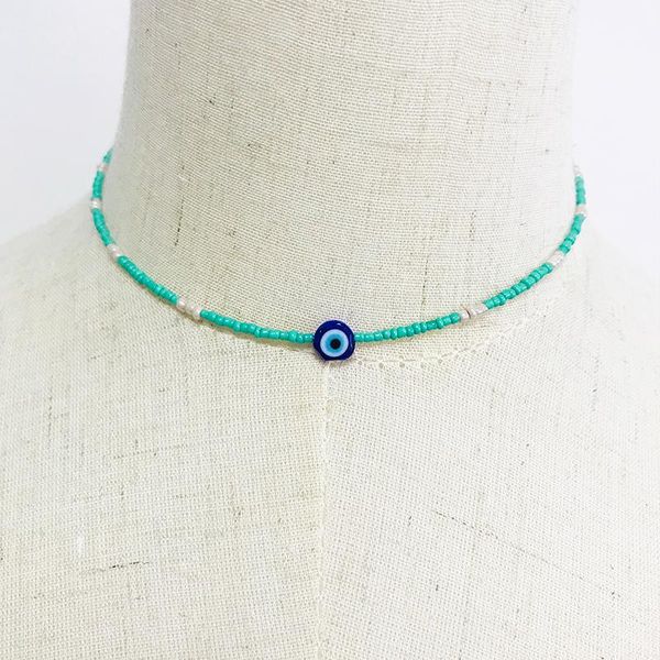 

women fashion short necklace luxury colorful beaded crystal jewelry handmade bohemian choker 2020 summer new clothing accessory, Golden;silver